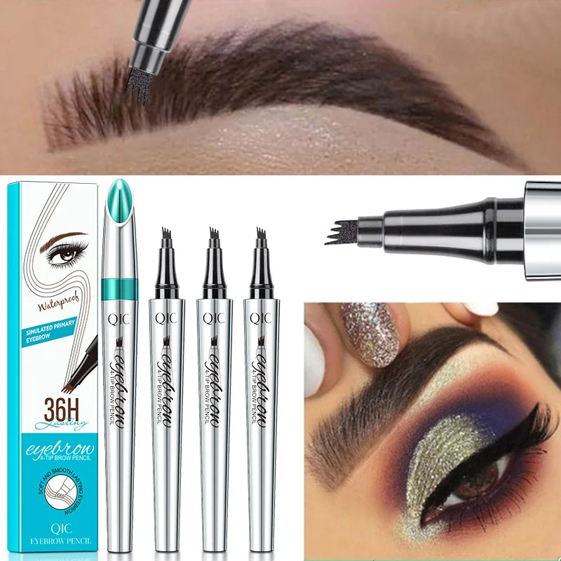 "Microblading Precision Eyebrow Pen: Long Lasting, Waterproof 3-in-1 Dark Brown Pencil Set for Flawless Brows"